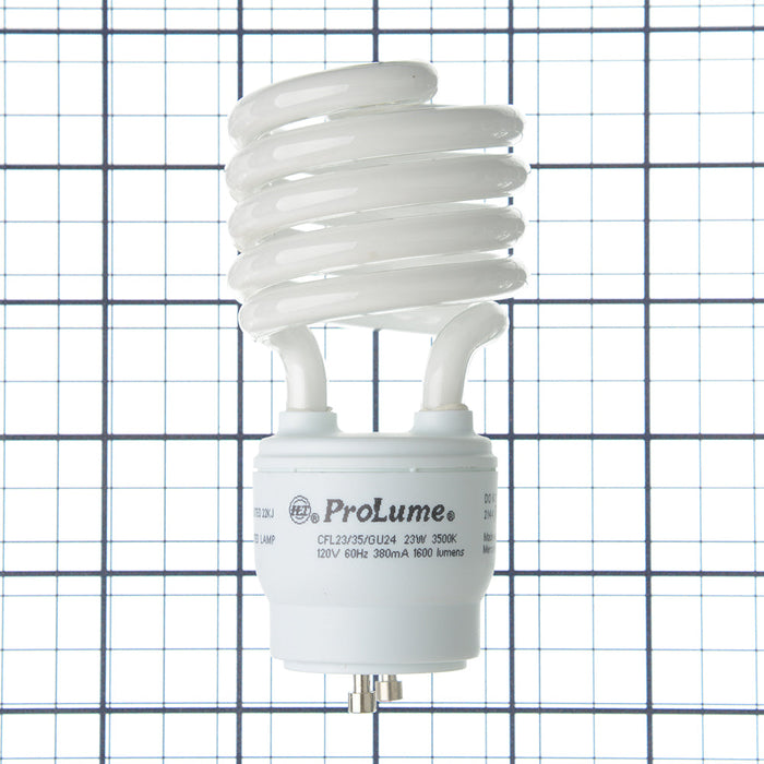 Halco CFL23/35/GU24 23W Compact Fluorescent T2 GU24 Base Spirals 3500K 120V 82 CRI GU24 Base Prolume Self-Ballasted Bulb (46522)