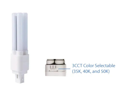 Aleddra 15W LED PL Lamp CCT Selectable 3500K/4000K/5000K 110-277V 360 Degree Beam Angle Dimmable G24Q Base (CH-CORN-15W-3CCT (G24Q))
