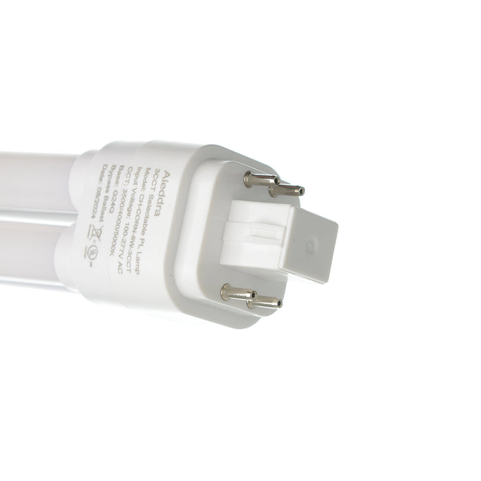 Aleddra 8W LED PL Lamp CCT Selectable 3500K/4000K/5000K 110-277V 360 Degree Beam Angle Dimmable G24Q Base (CH-CORN-8W-3CCT (G24Q))