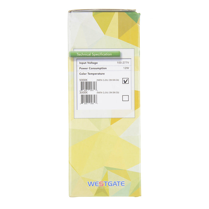 Westgate Manufacturing 12W LED Corn Lamp 1800Lm 5000K E26 AC 100-277V UL Listed (CL-EHL-12W-50K-E26)