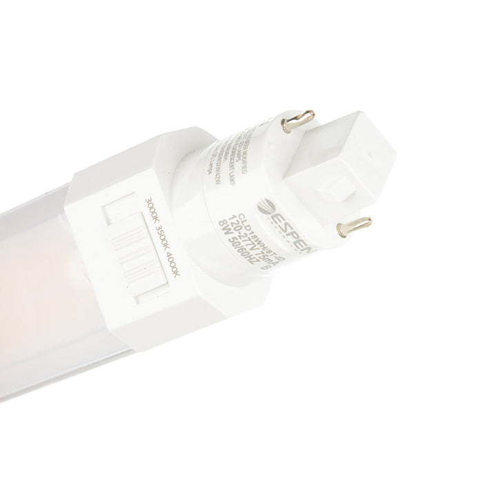Espen 931-372 Flex Type B LED Lamp Ballast Bypass Input 120-277Vac 3000K/3500K/4000K 8W 1000Lm G24D Or G24Q Base Horizonal Plastic (CLD18WH/8T-ID)