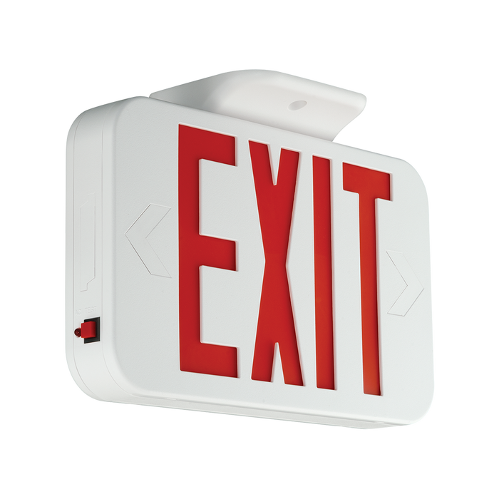 COMPASS CERRC High Impact UL Flame Rated Thermoplastic Exit Single/Double Universal Face Red Letters White Finish Remote Capacity (93043116)