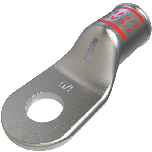 ILSCO Copper Mining Lug Conductor Size 2/0 1 Hole 3/8 Inch Bolt Size Standard Connector Viewing Window Tin Plated UL CSA (CRA-2/0-38M)