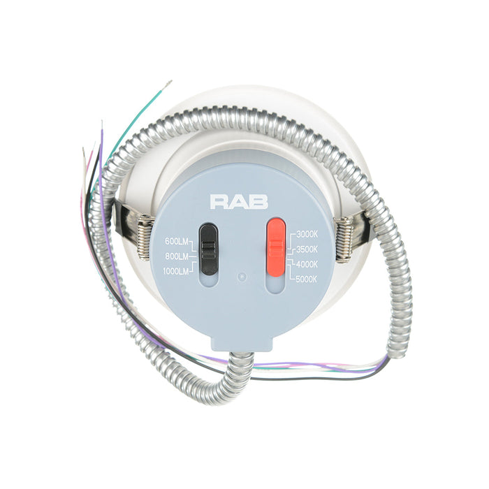 RAB Commercial Downlight 4 Inch Round Metallic White 7W/9W/12W 3000K/3500K/4000K/5000K Universal Voltage 0-10V Dimming 4 CCT (CRLEDFA-4R-12S-9CCT-UNV-WS)