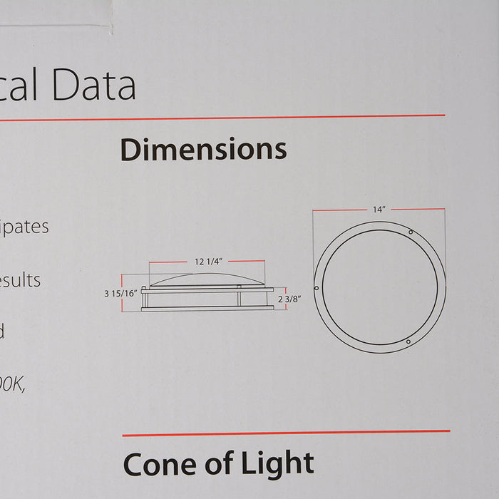 RAB Decorative FMFA 14 Inch Round Metal And Plastic 20W 1250Lm 120V 5 CCT 90 CRI Triac Dimming (CRVFAD-14R-20-9CCT-120-BN)