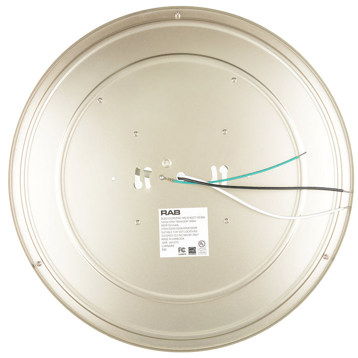 RAB Decorative FMFA 14 Inch Round Metal And Plastic 20W 1250Lm 120V 5 CCT 90 CRI Triac Dimming (CRVFAD-14R-20-9CCT-120-BN)