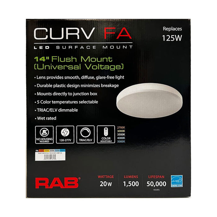 RAB FMFA 14 Inch Round White 20W 1500Lm 90 CRI 5 CCT Universal Voltage Triac Dimming (CRVFAS-14R-20-9CCT-UNVT-W)