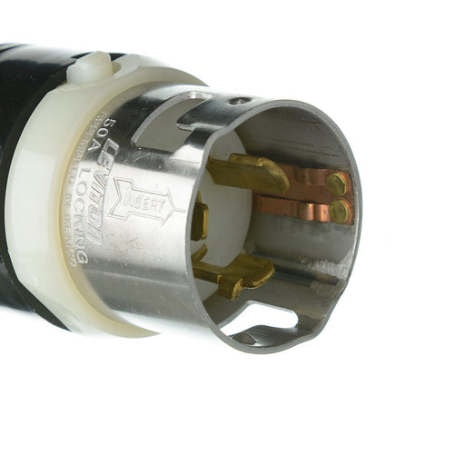 Leviton 50Amp 125/250VAC Non-NEMA 3P 4W Black And White Locking Plug Industrial Grade Grounding California-Style(CS) Black-White (CS6365C)