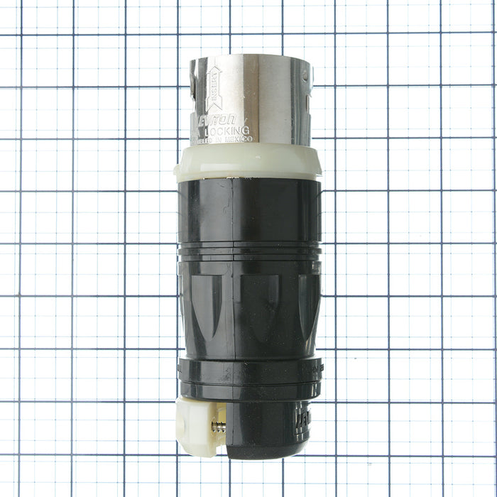 Leviton 50Amp 125/250VAC Non-NEMA 3P 4W Black And White Locking Plug Industrial Grade Grounding California-Style(CS) Black-White (CS6365C)