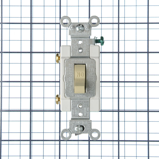 Leviton 20 Amp 120/277V Toggle Single-Pole AC Quiet Switch Commercial Spec Grade Grounding Back And Side Wired Ivory (CSB1-20I)