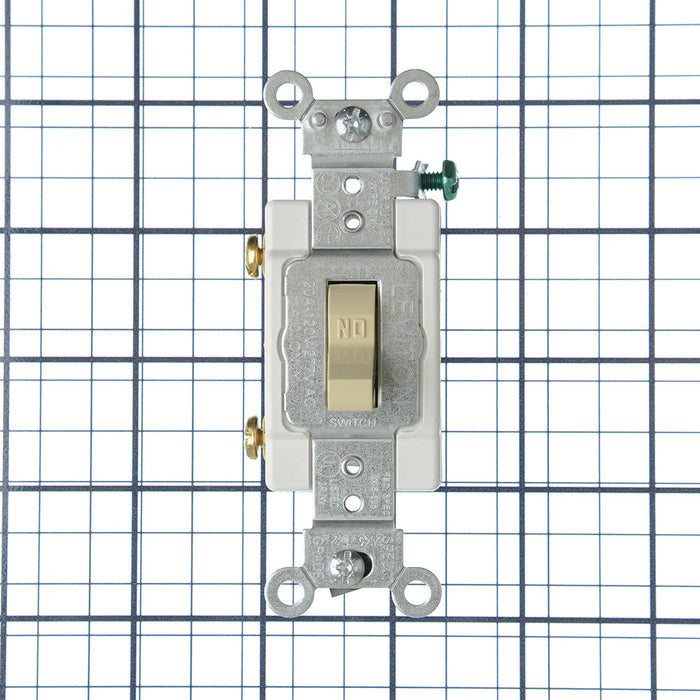 Leviton 20 Amp 120/277V Toggle Single-Pole AC Quiet Switch Commercial Spec Grade Grounding Back And Side Wired Ivory (CSB1-20I)