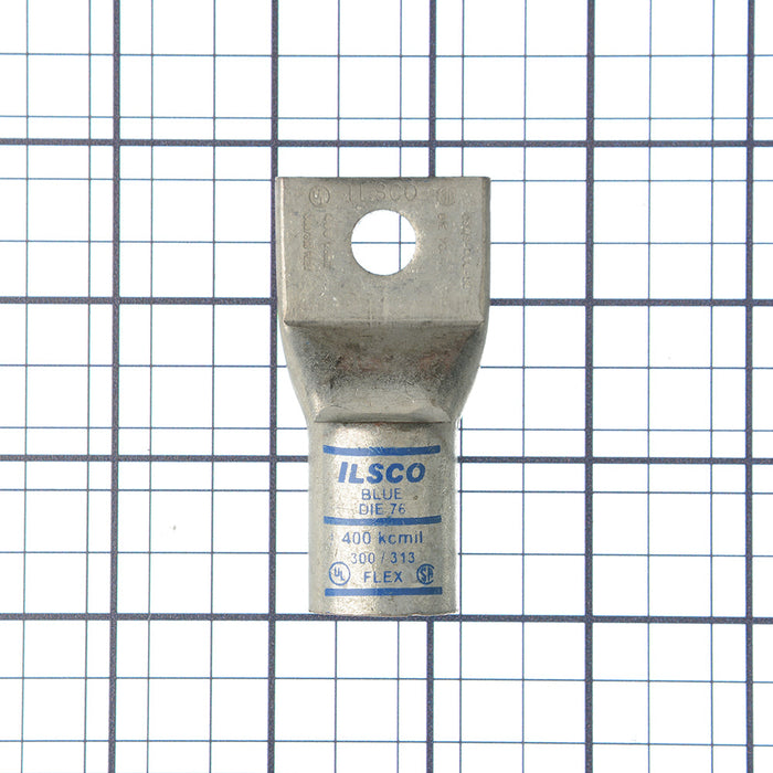 ILSCO Surecrimp Copper Compression Lug Conductor Size 400 1 Hole 3/8 Inch Bolt Size Standard Connector Viewing Window Tin Plated UL CSA (CSWS-400-38)