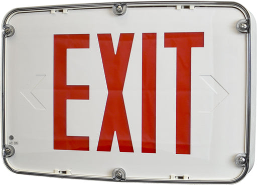 Philips Chloride CWE-N-RW-U-1 CWE Series Wet Location LED Exit/Emergency Sign NiCad Battery Red Letters White Housing Single/Double Faceplate (912401592714)