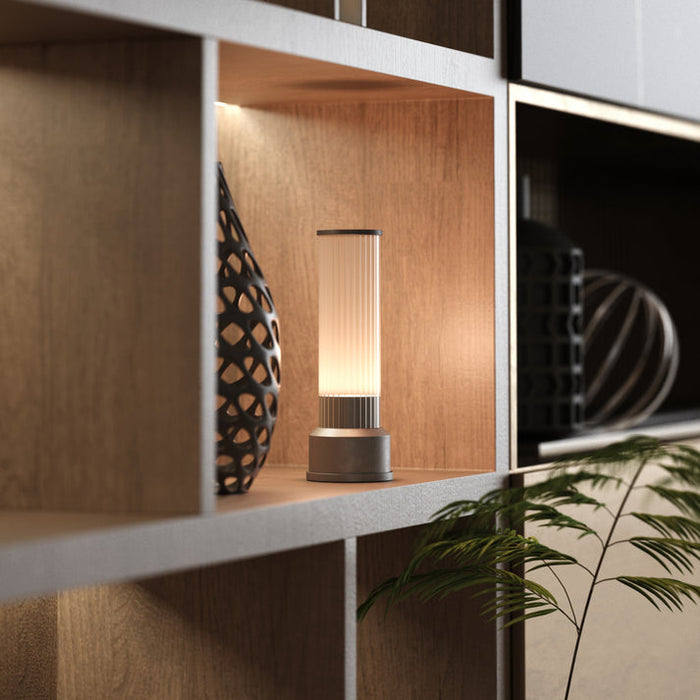 Bulbrite CANDLESTICK/TL/BP Cordless Indoor Table Lamp Candlestick 4W 3.7V 300Lm 2700K 90 CRI Brushed Pewter (K70400)