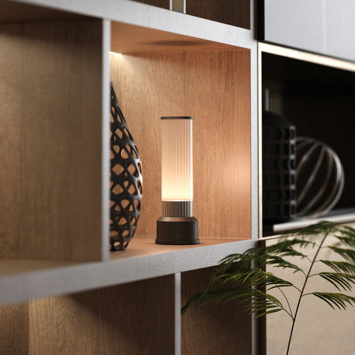 Bulbrite CANDLESTICK/TL/GR Cordless Indoor Table Lamp Candlestick 4W 3.7V 300Lm 2700K 90 CRI Graphite (K70402)