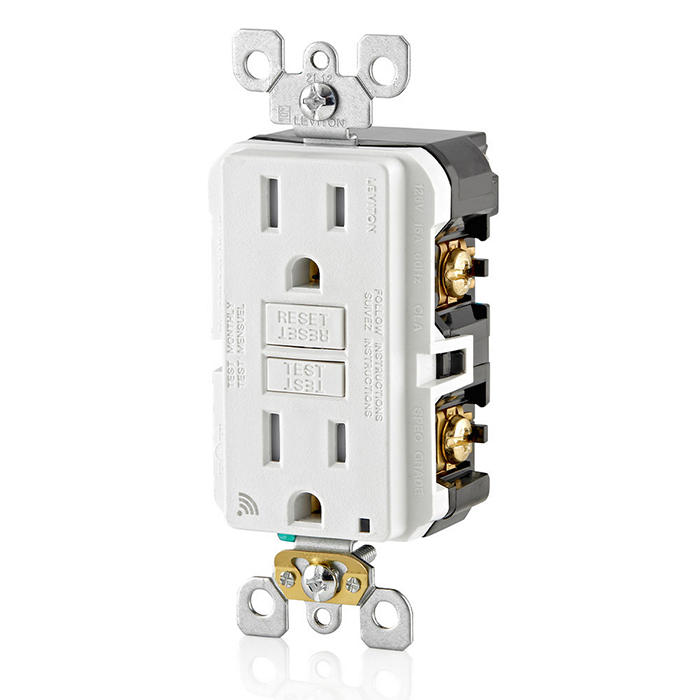 Leviton 15A Self-Test Tamper-Resistant Smart GFCI Outlet With LED Indicator Light (D2GF1-KW)