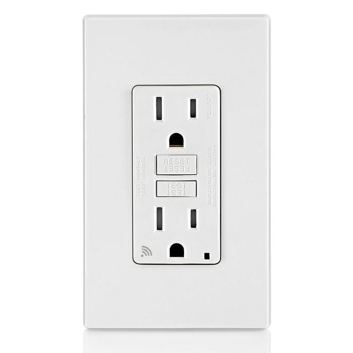 Leviton 15A Self-Test Tamper-Resistant Smart GFCI Outlet With LED Indicator Light (D2GF1-KW)