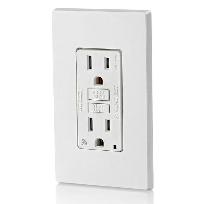 Leviton 15A Self-Test Tamper-Resistant Smart GFCI Outlet With LED Indicator Light (D2GF1-KW)