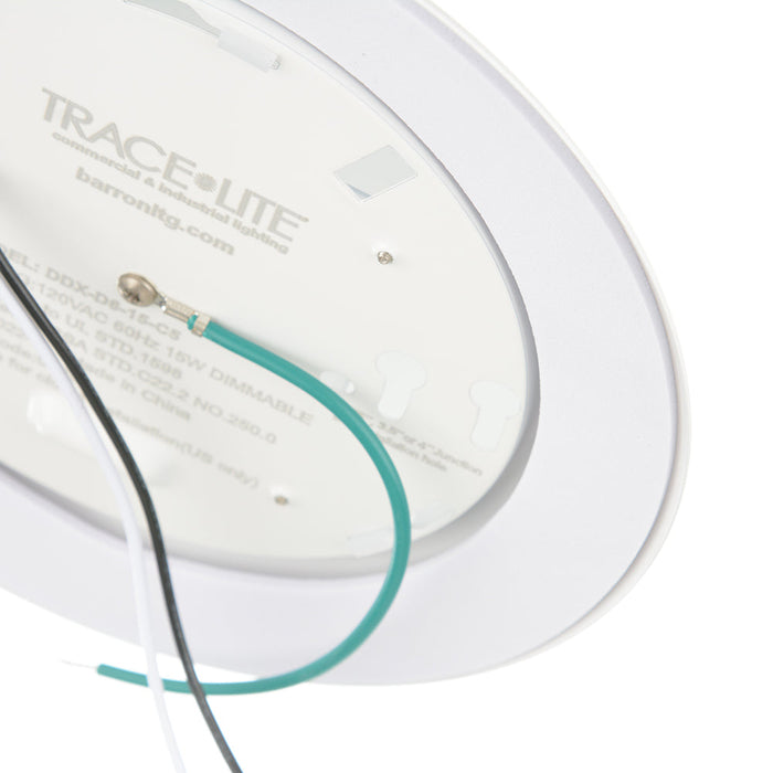 Trace-Lite LED Surface Mount Dome Downlight 6 Inch 15W 120Vac CCT Selectable 2700K/3000K/3500K/4000K/5000K White Finish (DDX-D6-15-C5)