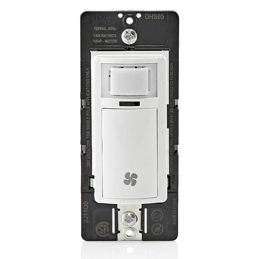 Leviton Decora In-Wall Humidity Sensor/Fan Control Switch 1/4 HP Residential Grade Single Pole 5A 120V White (DHS05-1LW)