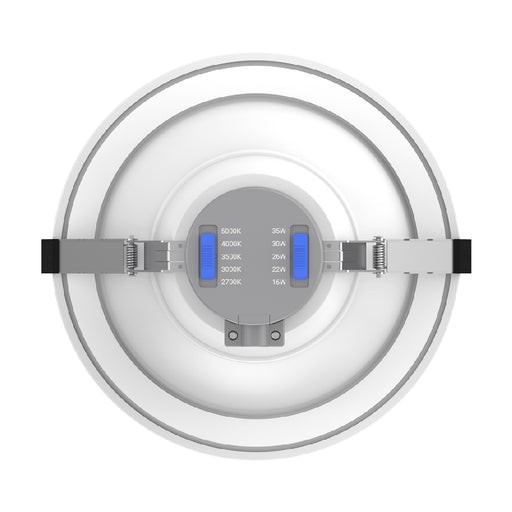 Lotus LED Lights 8 Inch Round Commercial White Wattage/CCT Selectable 16W/22W/26W/30W/35W 2700K/3000K/3500K/4000K/5000K 120-347V 0-10V Air-Tight 80 CRI (DL254-8-35W-M-A5C5-HO)