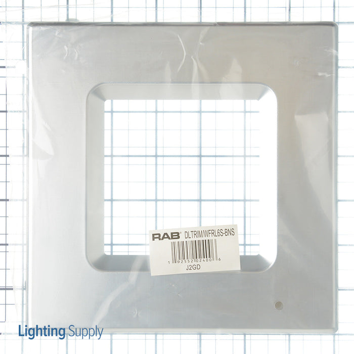 RAB Color Trim For Square Wafer 6 Inch Brushed Nickel Smooth (DLTRIM/WFRL6S-BNS)