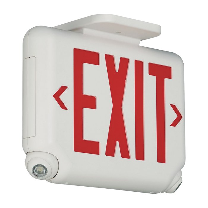 Dual-Lite EVCURW LED Combination Exit/Emergency Light Single/Double Universal Face Red Letters High Impact UL Flame Rated Thermoplastic White (93041415)