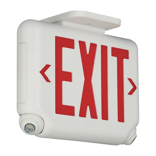Dual-Lite EVCURWD4 LED Exit/Emergency Light Single/Double Universal Face Red Letters High Impact UL Flame Rated Thermoplastic White Finish Remote Capacity (93041421)