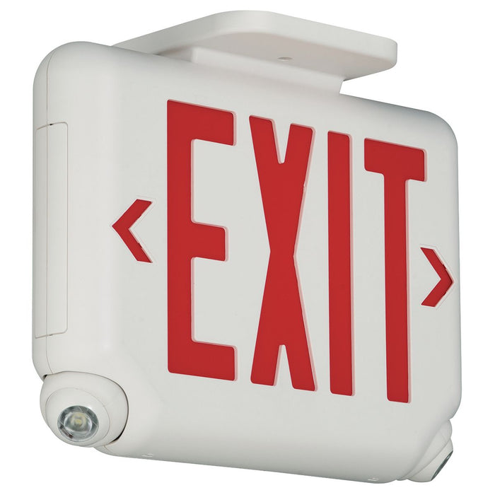 Dual-Lite EVCUGW LED Combination Exit/Emergency Light Single/Double Universal Face Green Letters High Impact UL Flame Rated Thermoplastic White (93041416)