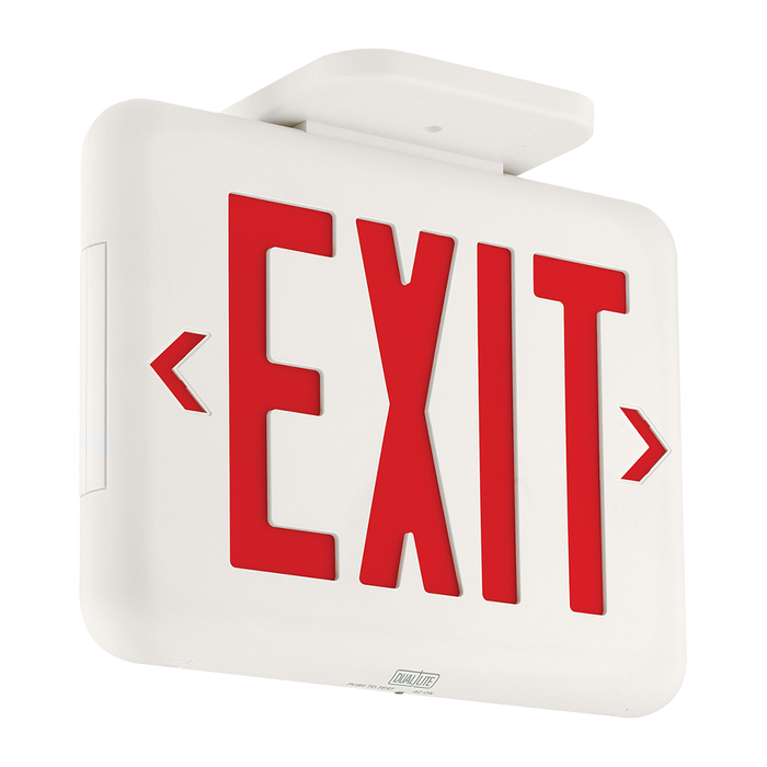 Dual-Lite EVEURW Architectural Thermoplastic LED Exit Universal Single/Double Face Red Letters White Finish AC Only (93048320)