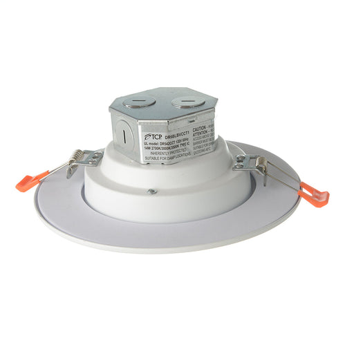 TCP 14W 6 Inch Beveled Snap-In Downlight CCT Selectable 2700K/3000K/3500K 1100Lm 100 Degree Beam Angle 80 CRI Dimmable (DR6BLBVCCT1)