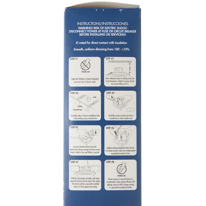 TCP 14W 6 Inch Beveled Snap-In Downlight CCT Selectable 2700K/3000K/3500K 1100Lm 100 Degree Beam Angle 80 CRI Dimmable (DR6BLBVCCT1)