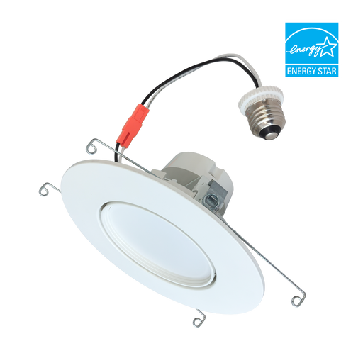 EIKO DRTR6-11W-8FCCT-D-WH Downlight Rotatable LED Retrofit 6 Inch 910Lm 11W 80 CRI CCT Selectable 2700K/3000K/3500K/4000K/5000K 120V Triac Dimming White (15709)