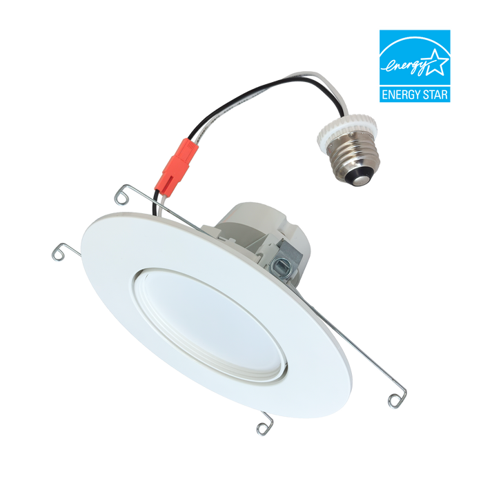 EIKO DRTR6-11W-8FCCT-D-WH Downlight Rotatable LED Retrofit 6 Inch 910Lm 11W 80 CRI CCT Selectable 2700K/3000K/3500K/4000K/5000K 120V Triac Dimming White (15709)