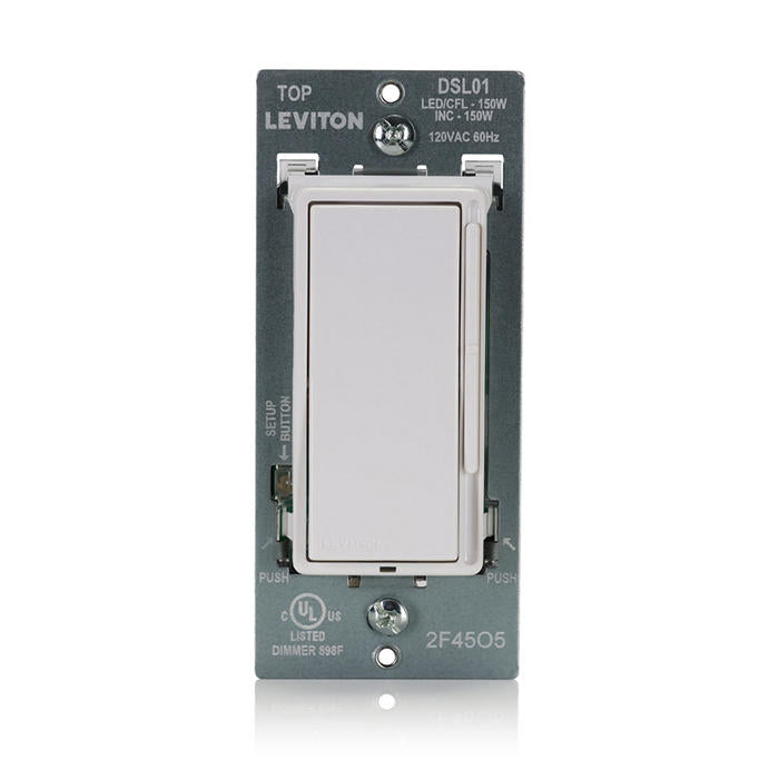 Leviton Decora Slide Dimmer Switch For Dimmable LED/CFL And Incandescent Lighting White (DSL01-1LW)