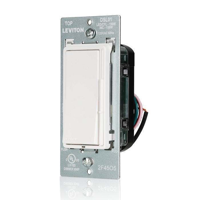Leviton Decora Slide Dimmer Switch For Dimmable LED/CFL And Incandescent Lighting White (DSL01-1LW)