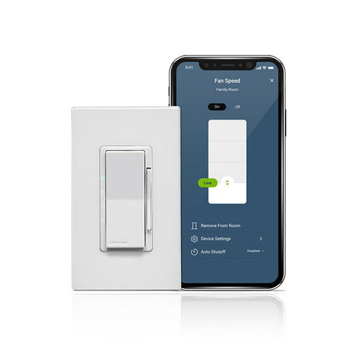 Leviton Decora Smart Fan Speed Controller Wi-Fi 2nd Generation Neutral Wire Required Wire or Wire Free 3-Way (D24SF-1BW)