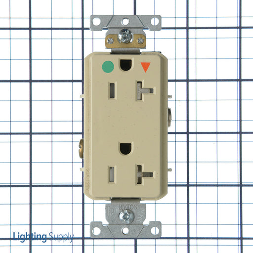 Leviton Decora Plus Isolated Ground Duplex Receptacle Outlet Heavy-Duty Hospital Grade Tamper-Resistant Smooth Face 20 Amp 125V Ivory (DT830-IGI)