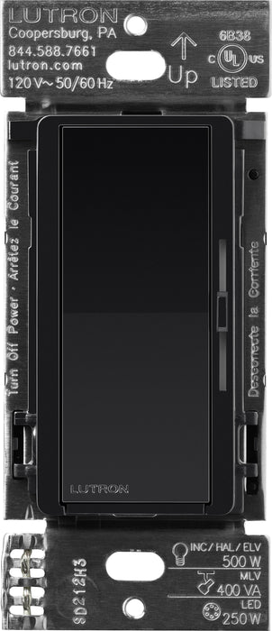 Lutron Diva Smart ELV+ Dimmer Switch for Caseta Systems Phase Selectable 250W LED/400VA MLV/500W ELV Neutral Required 120V Black (DVRF-5NE-BL)