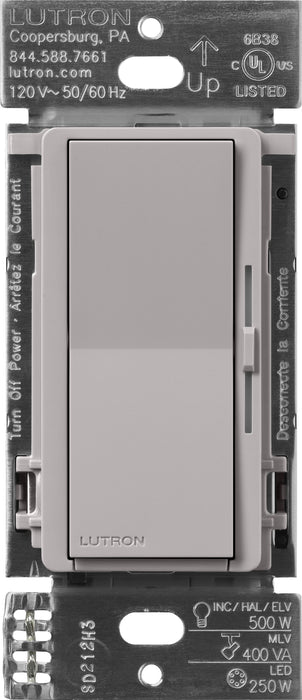 Lutron Diva Smart ELV+ Dimmer Switch for Caseta Systems Phase Selectable 250W LED/400VA MLV/500W ELV Neutral Required 120V Gray (DVRF-5NE-GR)