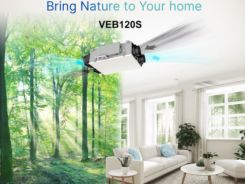 Delta Breez 120 CFM Side Port Energy Recover Ventilator With DC Motor Merv13 Filter Included (VEB120S)