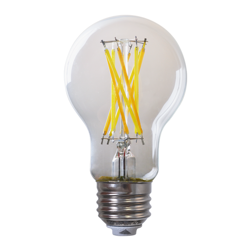 EIKO L9.5WA19/8FCCTGC/D/E26 9.5W 1100Lm LED A19 Lamp 80 CRI CCT Selectable 2700K/3000K/4000K/5000K Glass Clear Dimmable E26 Base (15619)