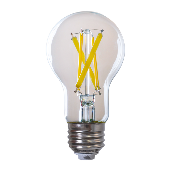 EIKO L4.8WA19/8FCCTGC/D/E26 4.8W 450Lm LED A19 Lamp 80 CRI CCT Selectable 2700K/3000K/4000K/5000K Glass Clear Dimmable E26 Base (15611)