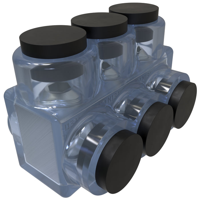 ILSCO ClearTap Insulated Aluminum Multi-Tap Connector Conductor Range 3/0-6 3 Ports Single Sided Entry Tin Plated UL CSA SR (ECTS-3-3/0-SR)