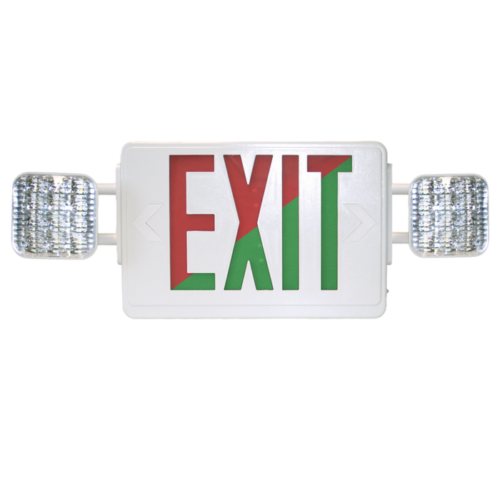 Litetronics LED Exit Sign Combination Light Unit Red-Green With [2] Square 1.2W Lamps 120-277V (EXCLURG2SQ)