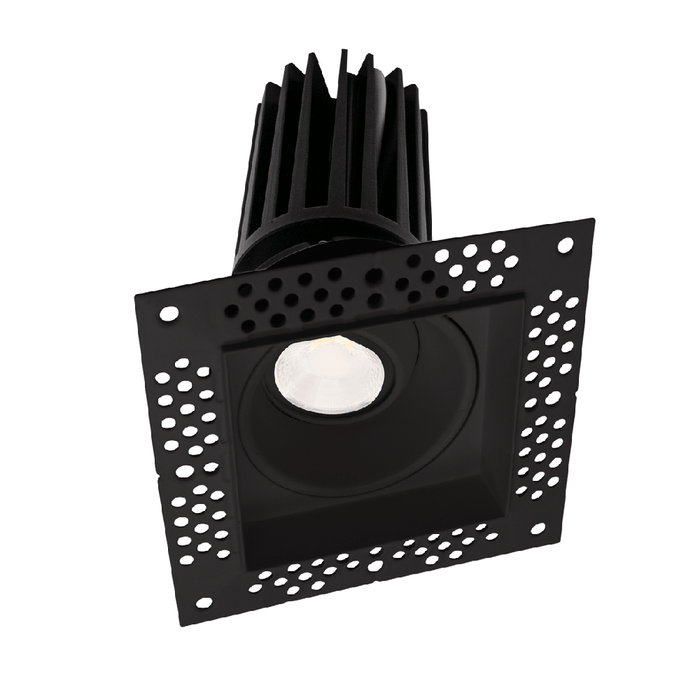 Lotus LED Lights 2 Inch Square Trimless Gimbal Black 11W LED Dim To Warm 3000-1800K 38 Degree Air-Tight 90 CRI (LED-2-S11W-DTW-BK-EY-T-SQ)