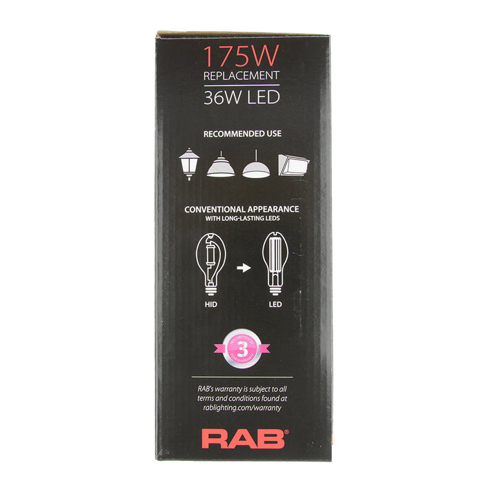 RAB LED Filament ED28 36W 125W Equivalent EX39 6000Lm 80 CRI 5000K Dimmable Clear (ED28-36-EX39-850-F-C)