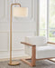 Generation Lighting Dean Floor Lamp Burnished Brass Finish With White Linen Fabric Shade (ET1341BBS1)