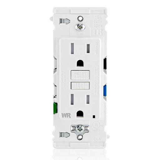 Leviton Lever Edge 15A 125V Self-Test Tamper-Resistant/Weather-Resistant GFCI White (EGFW1-KW)