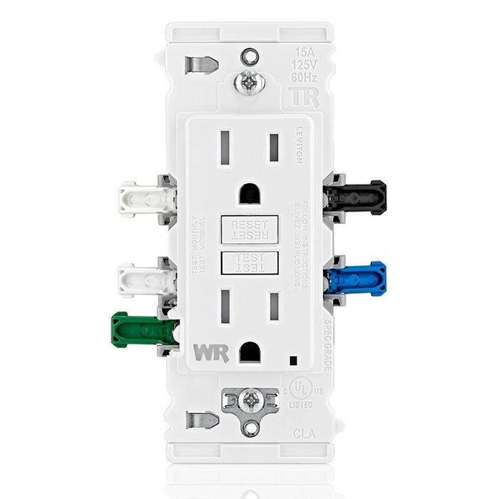 Leviton Lever Edge 15A 125V Self-Test Tamper-Resistant/Weather-Resistant GFCI White (EGFW1-KW)